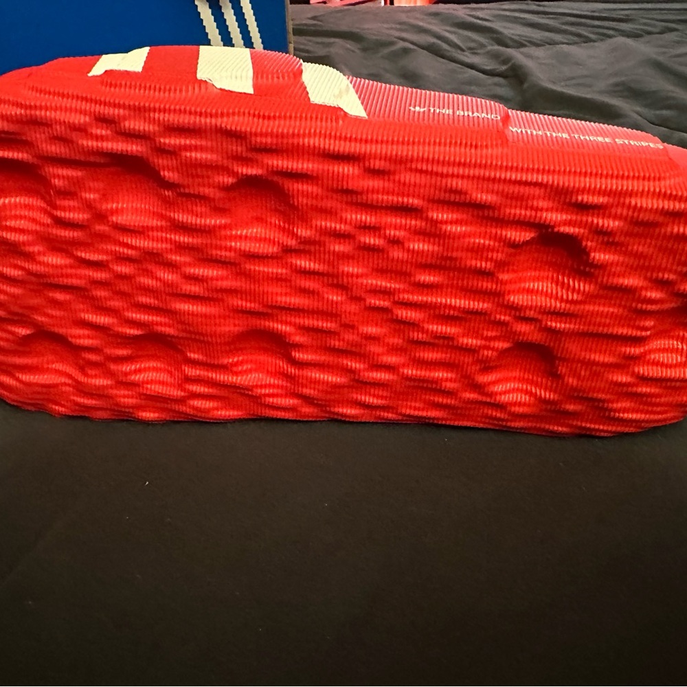 Adidas Red and White Adilette Slides